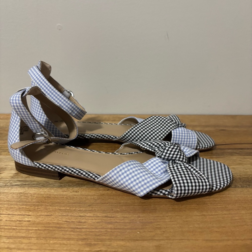 Ann Taylor Juno Gingham Knot Peep Toe Sandals Womens Sz 8